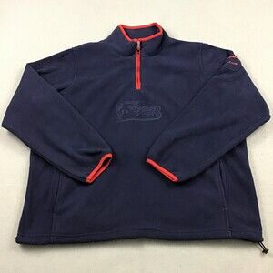 New England Patriots Fleece Jacket Men Extra Large Blue Reebok 1/4 Zp NFL